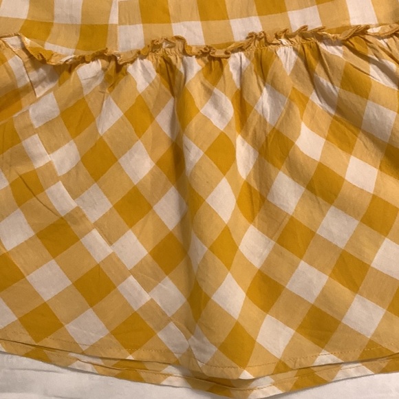 SRISHI Mustard and White Gingham Floral Short Sleeve Cottage Core Maxi Dress - Picture 6 of 16